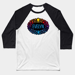 Evelyn name surrounded by space Baseball T-Shirt